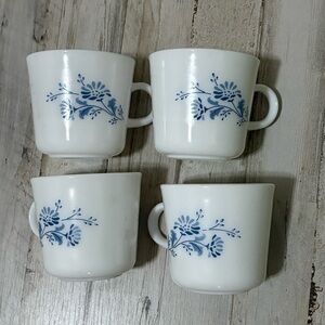 Corningware White and Blue Floral Mugs Set